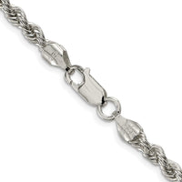 Sterling Silver 4.3mm Rope Chain Necklace with Rhodium Plating - 22 Inches by Lumare Gioia
