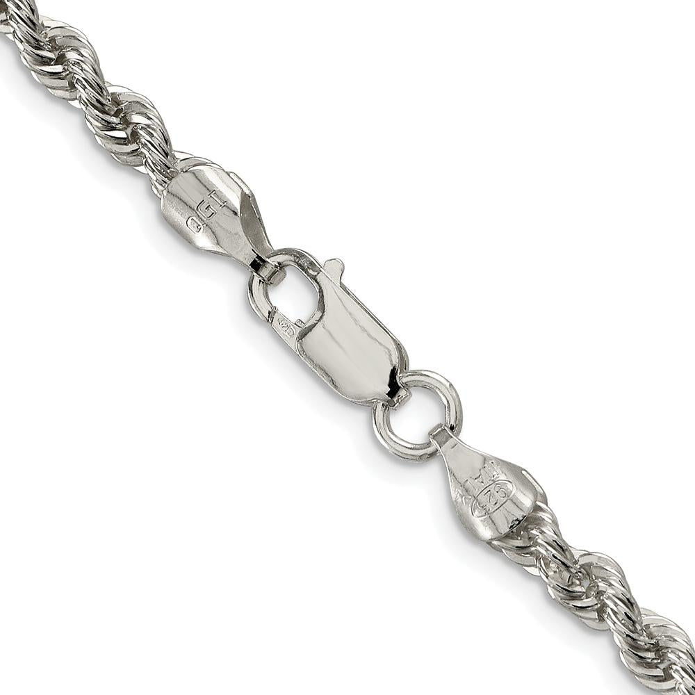 Sterling Silver 4.3mm Rope Chain Necklace with Rhodium Plating - 22 Inches by Lumare Gioia