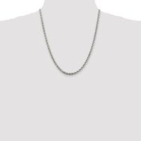 Sterling Silver 4.3mm Rope Chain Necklace with Rhodium Plating - 22 Inches by Lumare Gioia