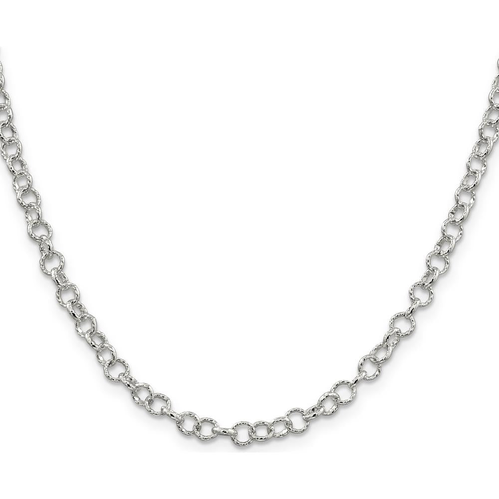 Sterling Silver 4.55mm Fancy Patterned Rolo Chain Necklace - 30 inches by Lumare Gioia