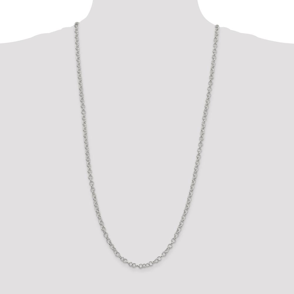 Sterling Silver 4.55mm Fancy Patterned Rolo Chain Necklace - 30 inches by Lumare Gioia