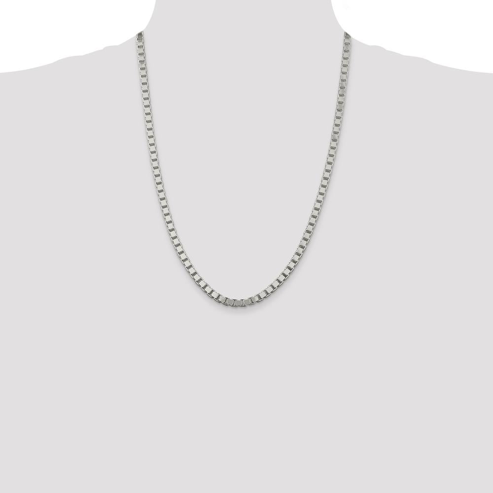 Sterling Silver 4.5mm Box Chain Necklace - 24 Inches with Polished Finish and Lobster Clasp by Lumare Gioia