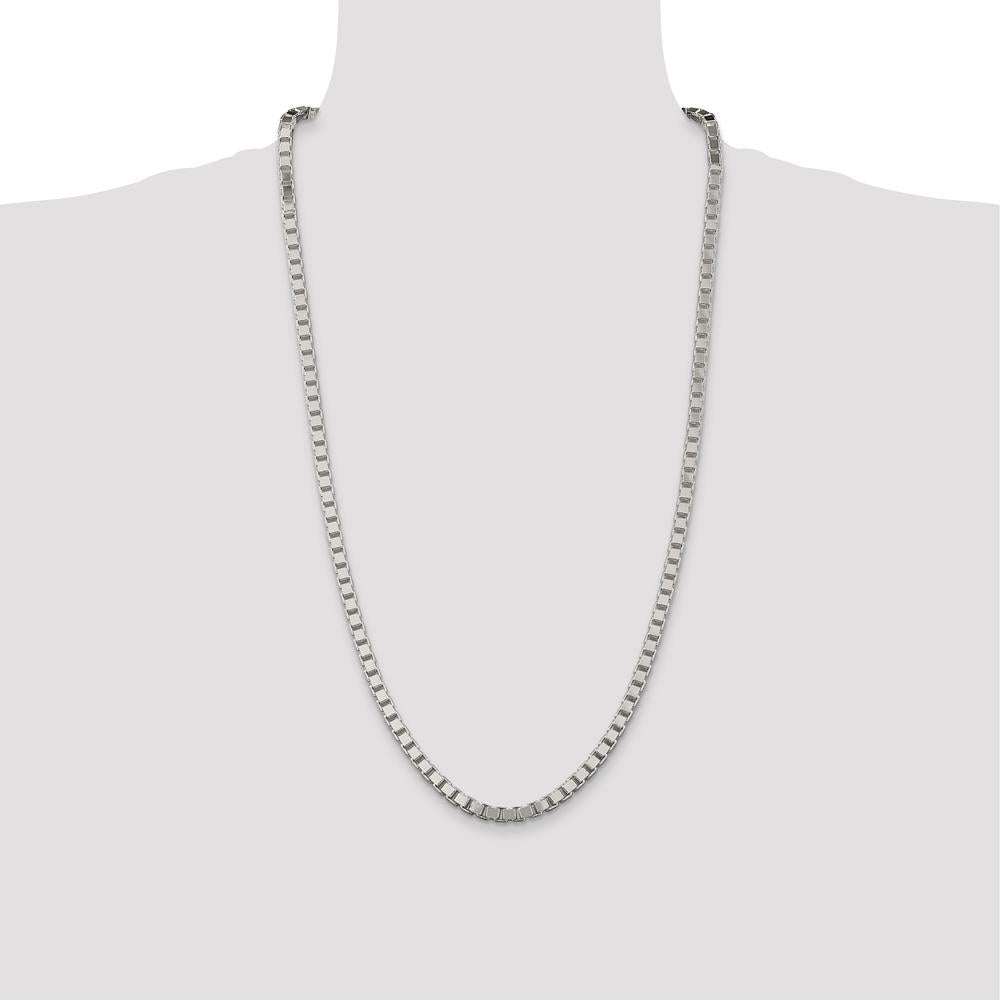 Sterling Silver 4.5mm Box Chain Necklace - 28 Inches by Lumare Gioia