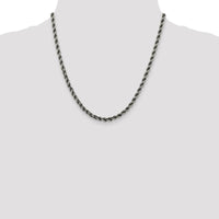 Sterling Silver 4.5mm Rope Chain with Ruthenium Plating - 20" Length by Lumare Gioia