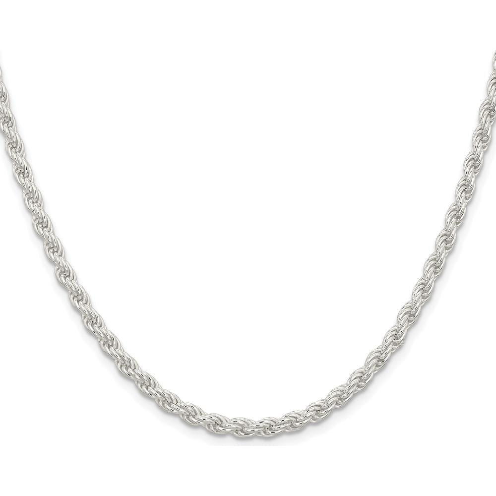 Sterling Silver 4.5mm Solid Rope Chain Necklace - 24 inches, Polished Finish, Lobster Clasp by Lumare Gioia