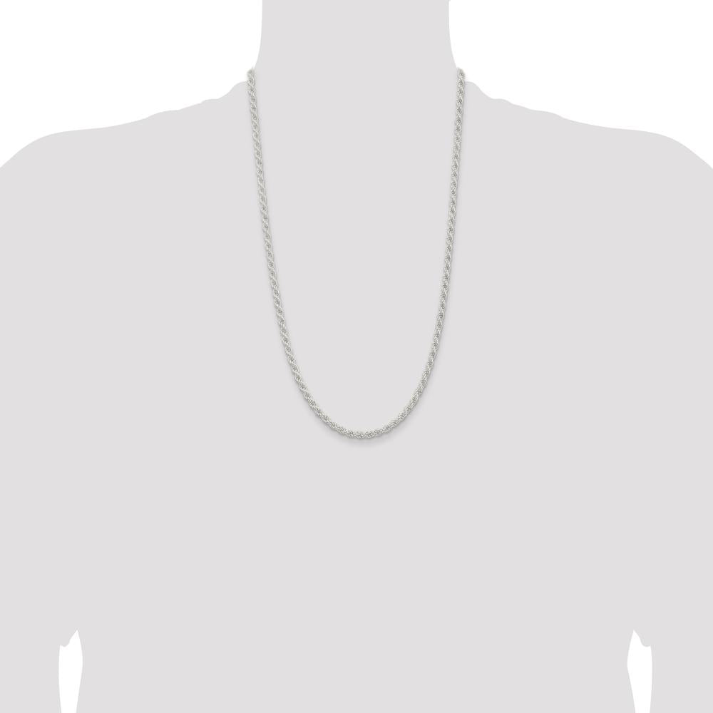 Sterling Silver 4.5mm Solid Rope Chain Necklace - 26 Inches Length by Lumare Gioia