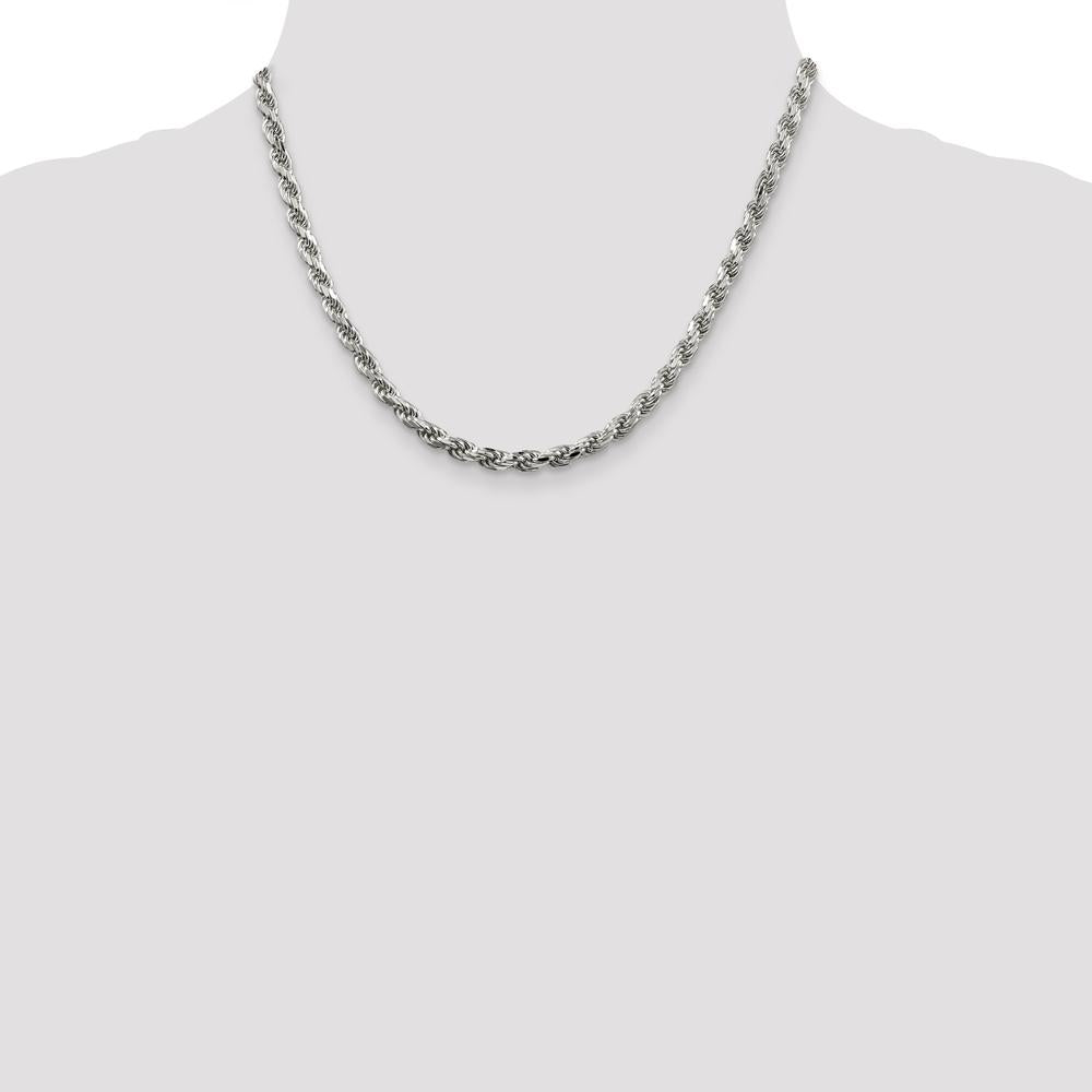 Sterling Silver 4.6mm Diamond-Cut Rope Chain Necklace - 18 inches by Lumare Gioia