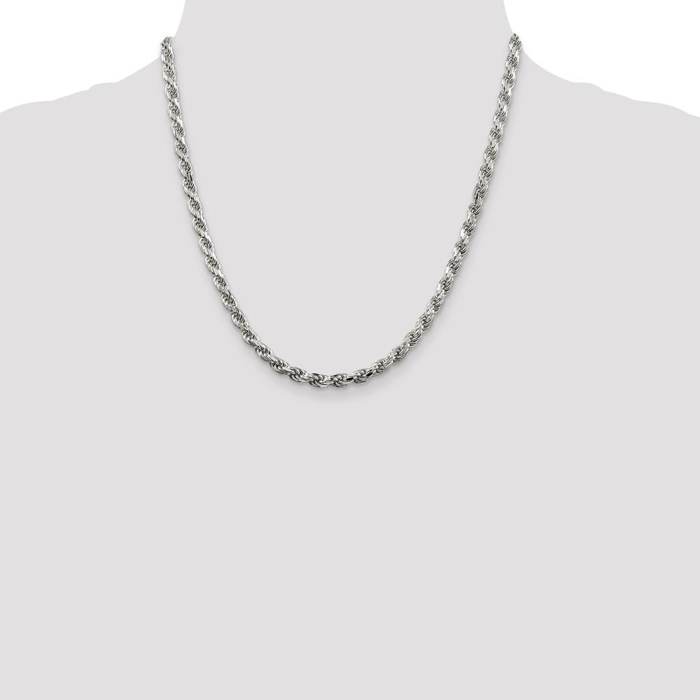 Sterling Silver 4.6mm Diamond-Cut Rope Chain Necklace - 20" by Lumare Gioia