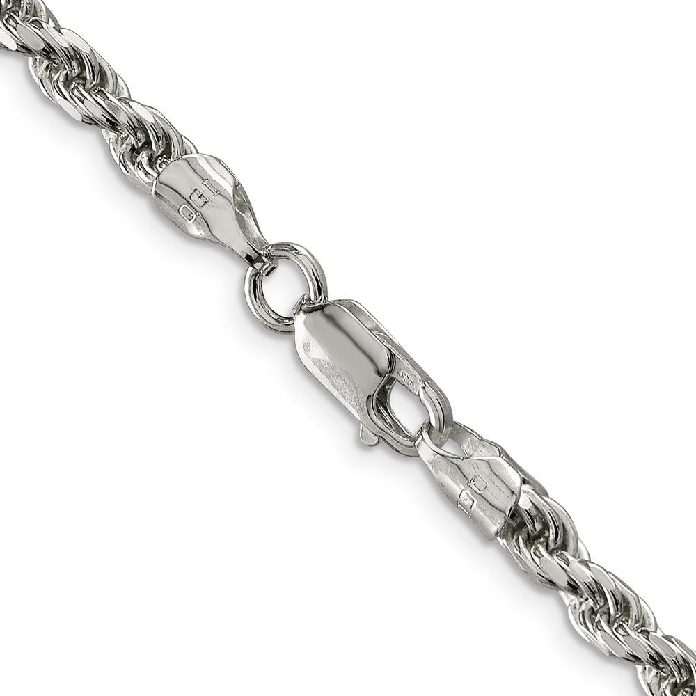 Sterling Silver 4.6mm Diamond-Cut Rope Chain Necklace - 24 Inches by Lumare Gioia