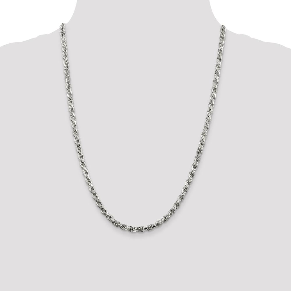 Sterling Silver 4.6mm Diamond-Cut Rope Chain Necklace - 24 Inches by Lumare Gioia