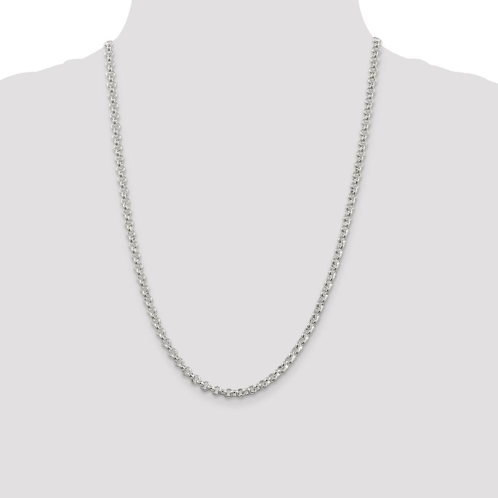 Sterling Silver 4.6mm Rolo Chain Necklace - 24 Inches with Lobster Clasp by Lumare Gioia
