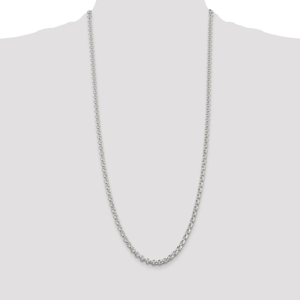 Sterling Silver 4.6mm Rolo Chain Necklace - 30 Inches - Polished Finish by Lumare Gioia