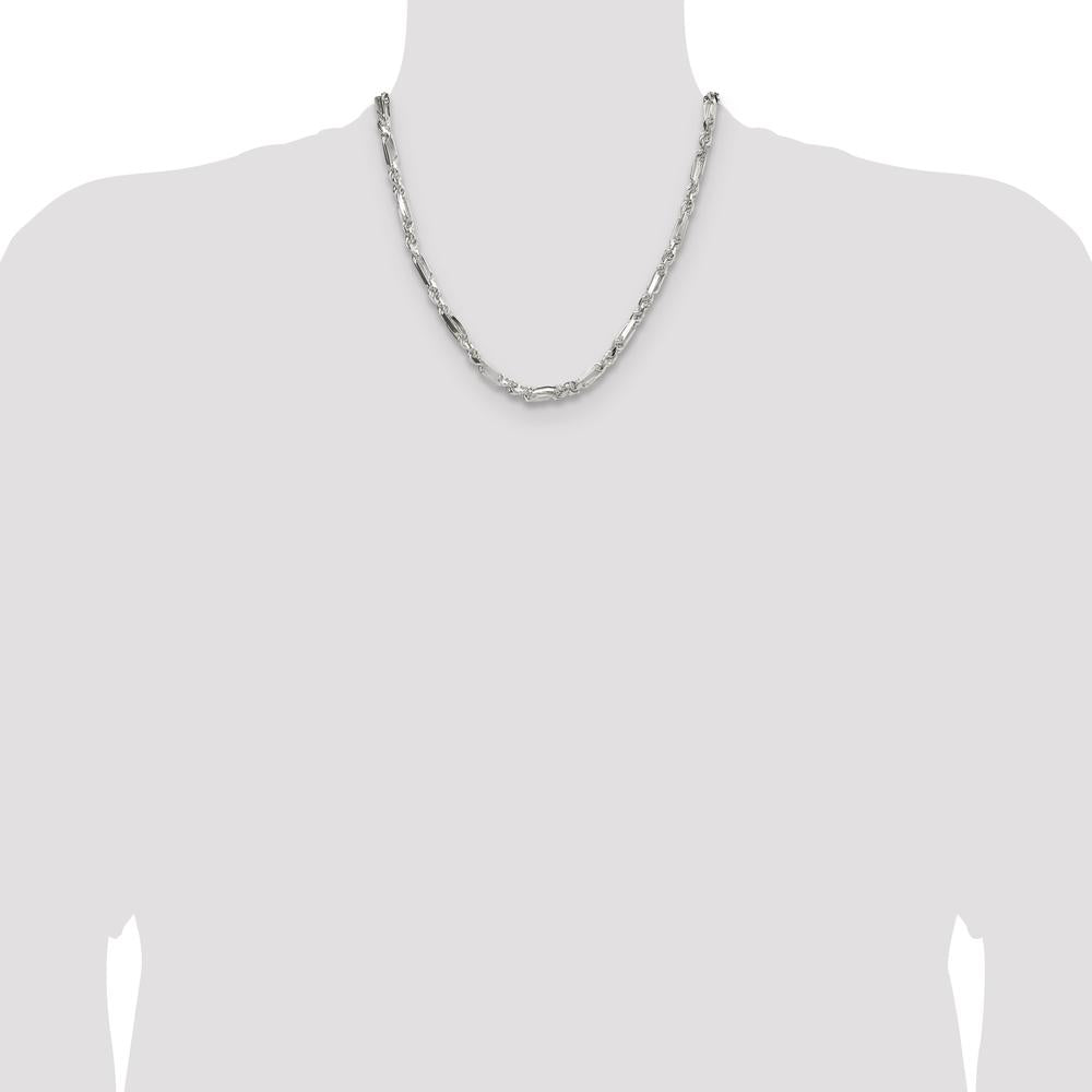 Sterling Silver 4.75mm Diamond-Cut Figarope Chain Necklace - 20 inches by Lumare Gioia