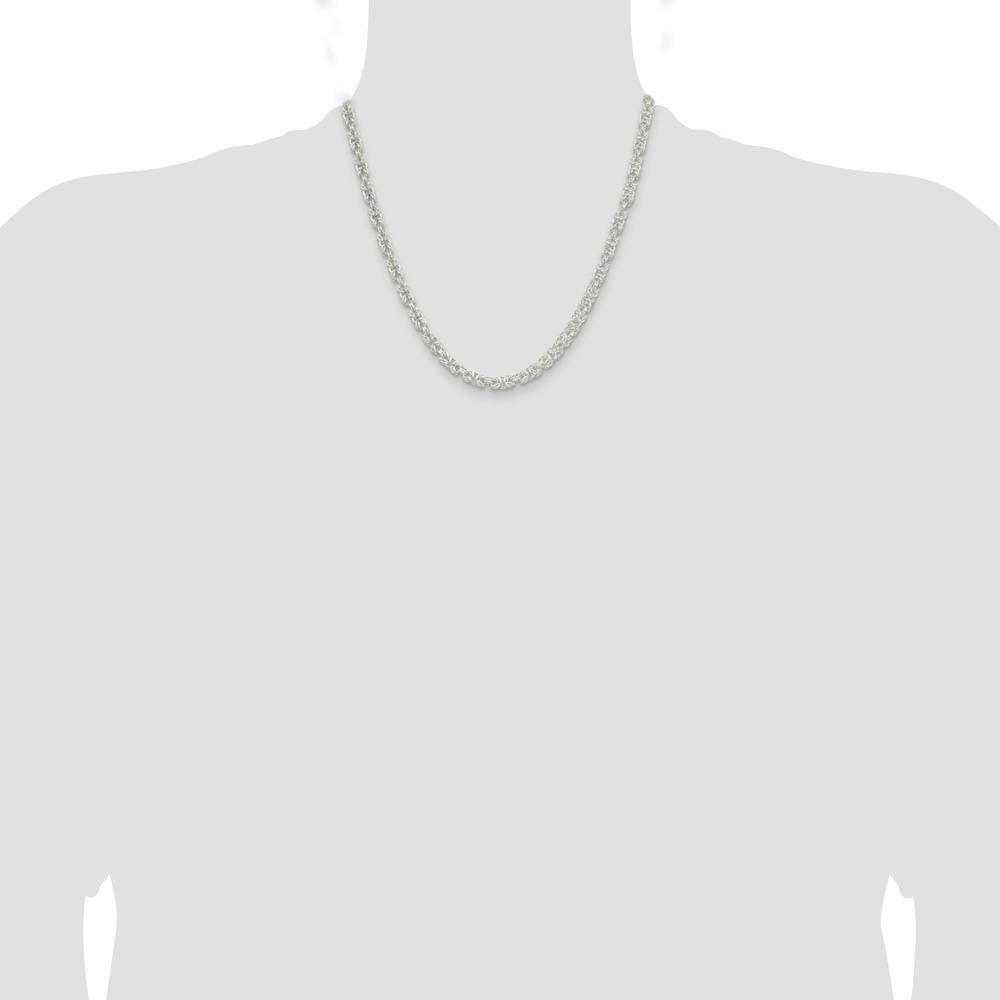 Sterling Silver 4.75mm Rounded Byzantine Chain Necklace - 20 inches with Polished Finish by Lumare Gioia
