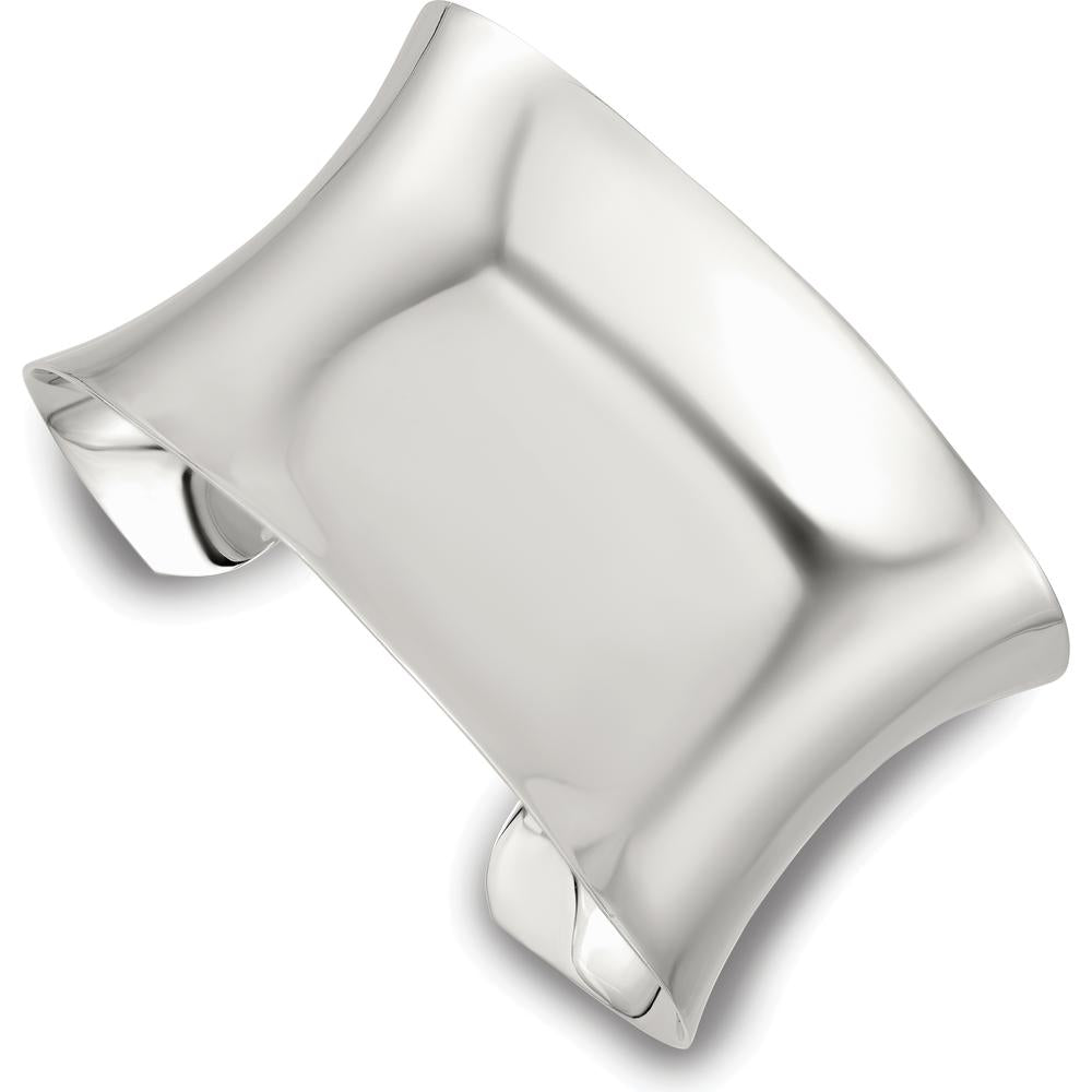 Sterling Silver 40mm Concave Cuff Bangle in Polished Finish by Lumare Gioia