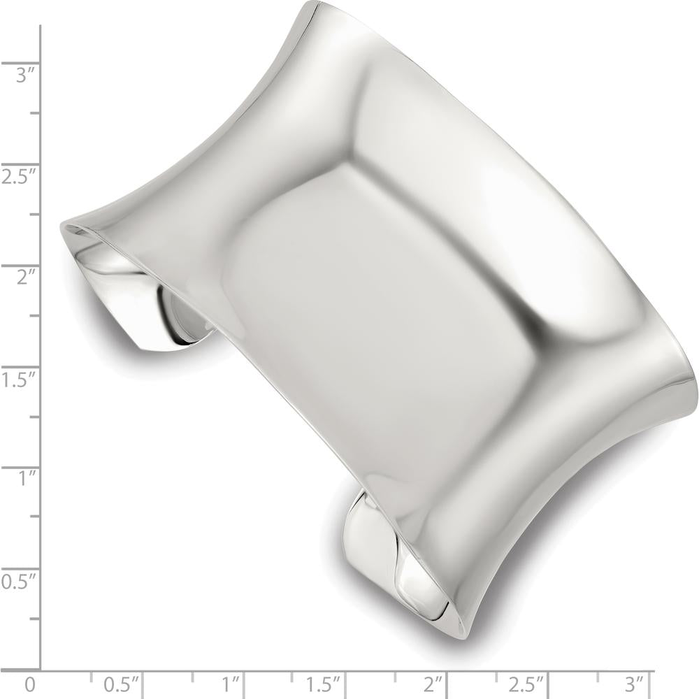 Sterling Silver 40mm Concave Cuff Bangle in Polished Finish by Lumare Gioia