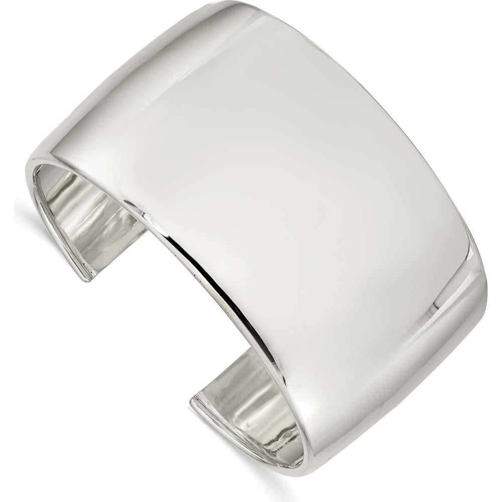 Sterling Silver 40mm Polished Cuff Bracelet - Solid 925 Sterling Silver by Lumare Gioia
