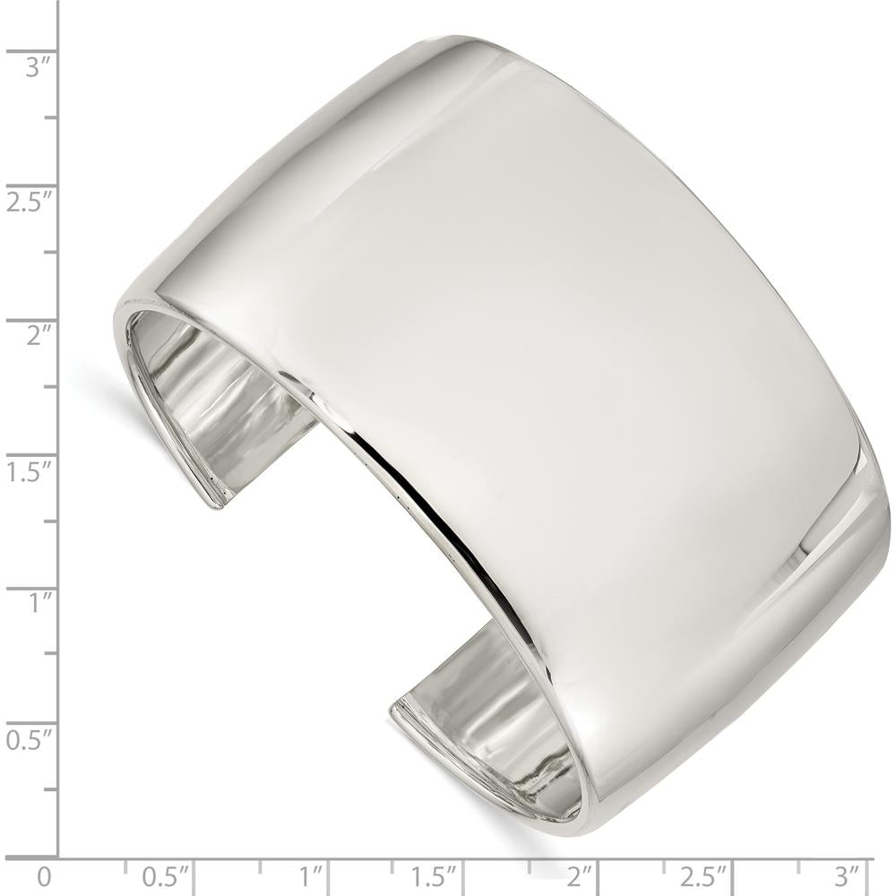 Sterling Silver 40mm Polished Cuff Bracelet - Solid 925 Sterling Silver by Lumare Gioia