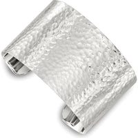 Sterling Silver 40mm Polished Hammered Cuff Bracelet by Lumare Gioia