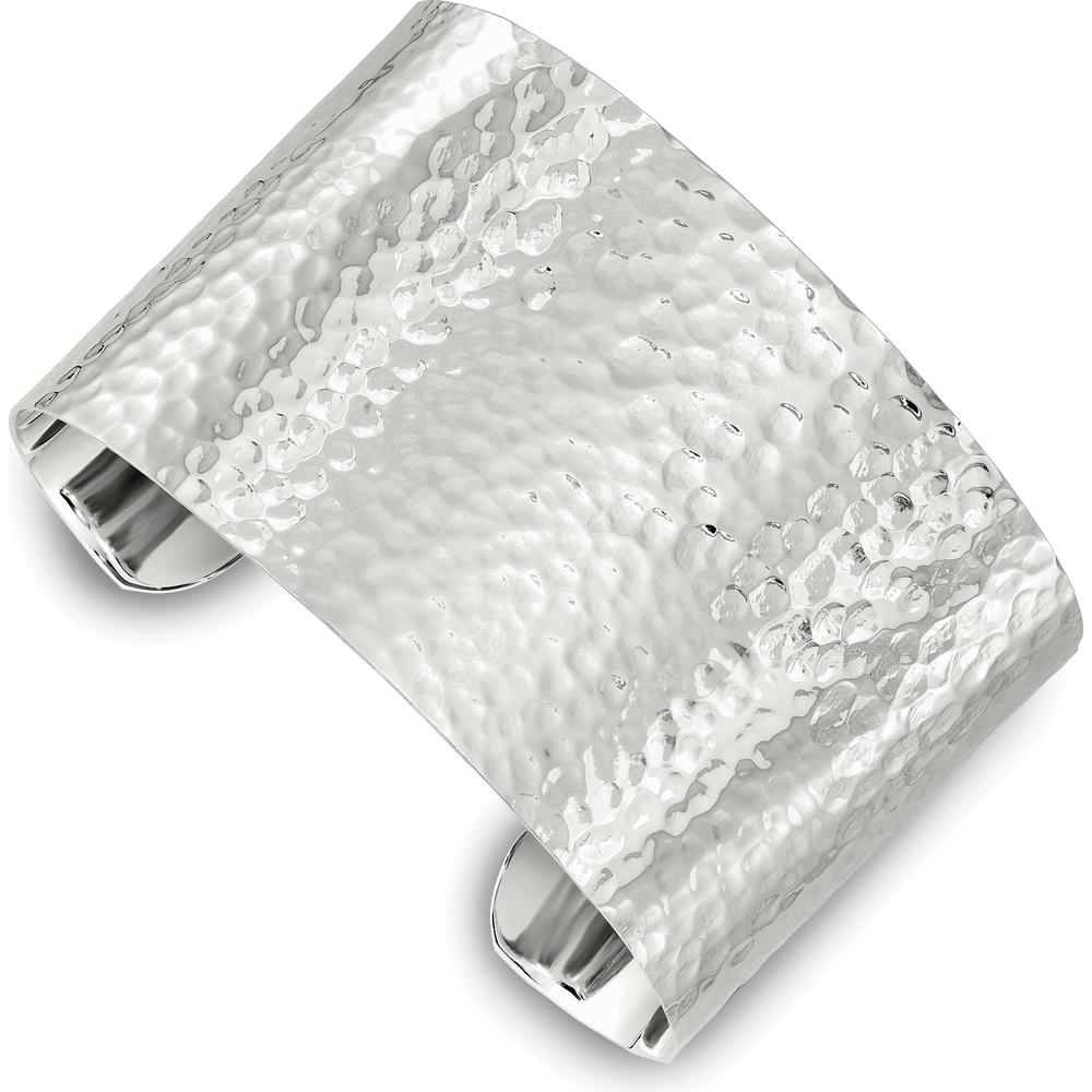 Sterling Silver 40mm Polished Hammered Cuff Bracelet by Lumare Gioia