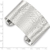 Sterling Silver 40mm Polished Hammered Cuff Bracelet by Lumare Gioia