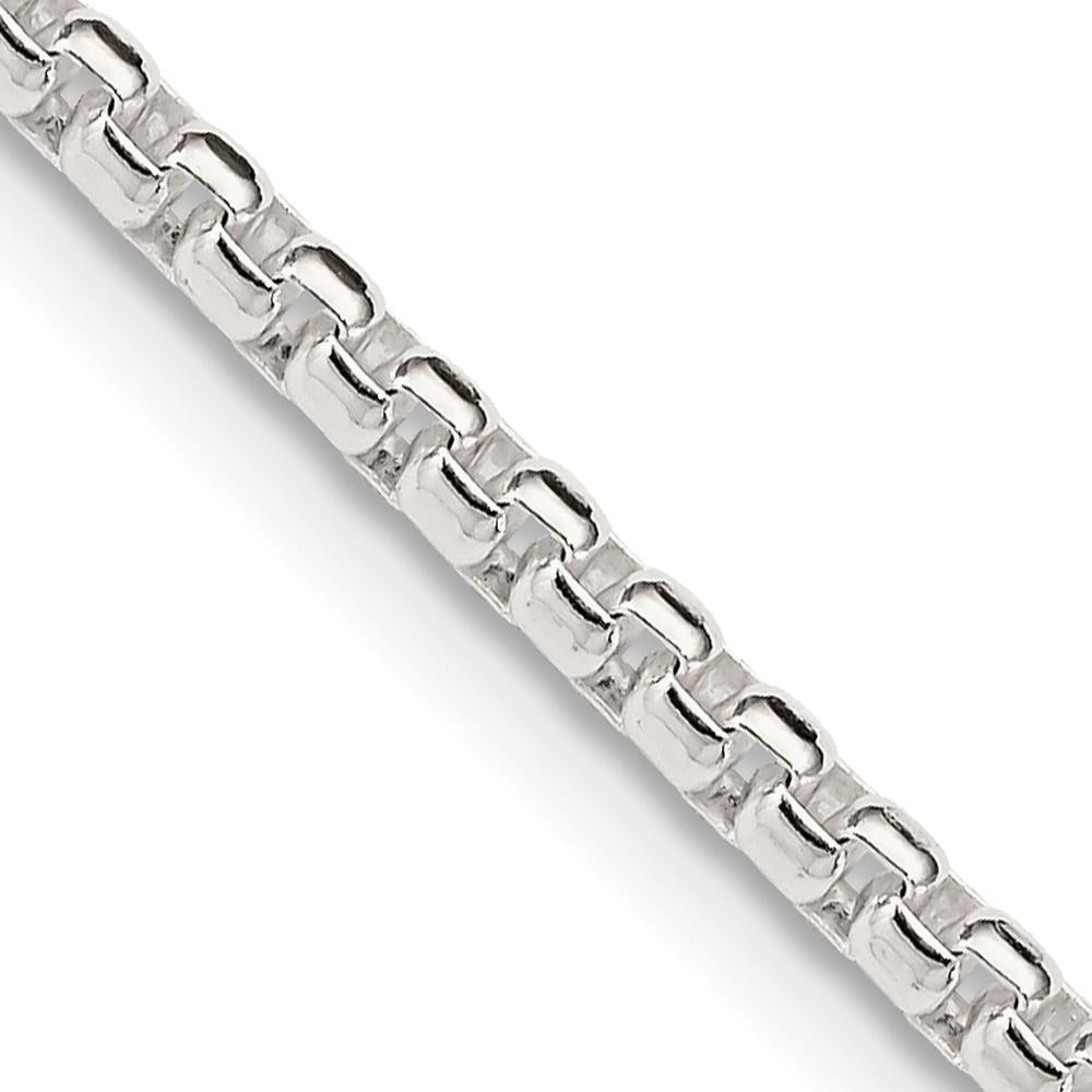 Sterling Silver 42" 2.6mm Round Box Chain Necklace with Polished Finish by Lumare Gioia