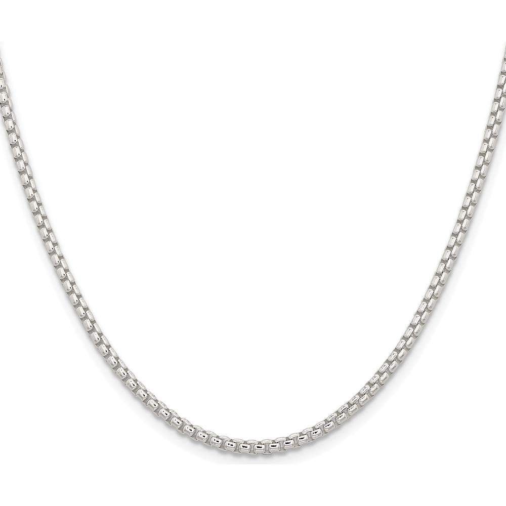 Sterling Silver 42" 2.6mm Round Box Chain Necklace with Polished Finish by Lumare Gioia