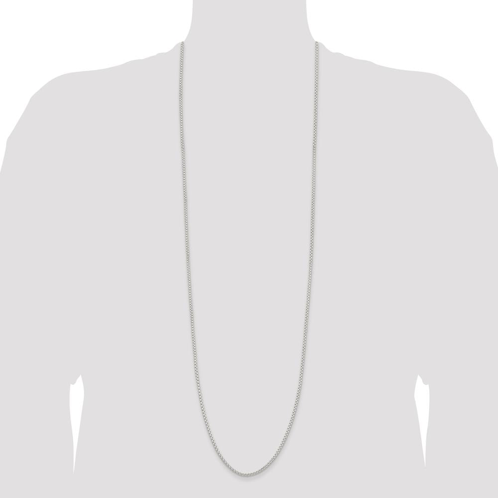 Sterling Silver 42" 2.6mm Round Box Chain Necklace with Polished Finish by Lumare Gioia