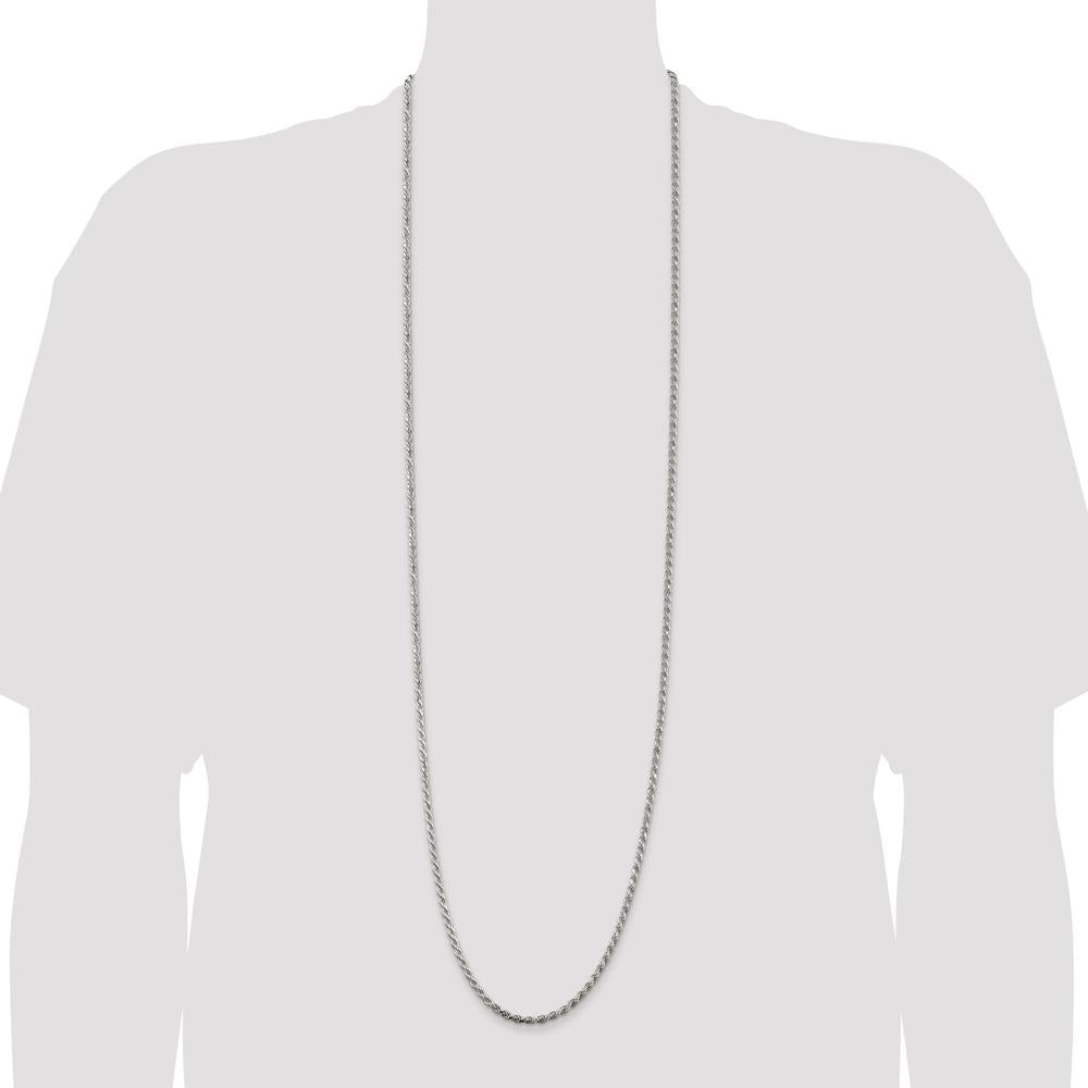 Sterling Silver 42" 3.2mm Diamond-Cut Rope Chain with Lobster Clasp by Lumare Gioia
