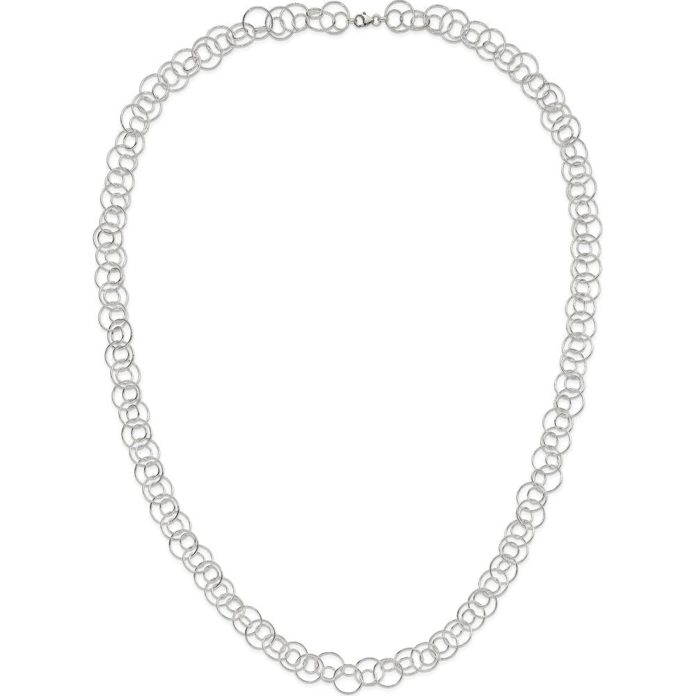 Sterling Silver 42" Fancy Link Necklace with Polished Finish and Anti-Tarnish Coating by Lumare Gioia