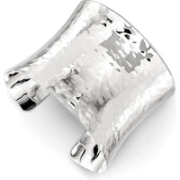 Sterling Silver 49.5mm Hammered Cuff Bangle - Polished Finish by Lumare Gioia