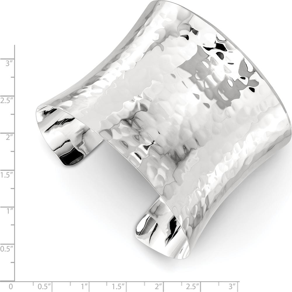 Sterling Silver 49.5mm Hammered Cuff Bangle - Polished Finish by Lumare Gioia