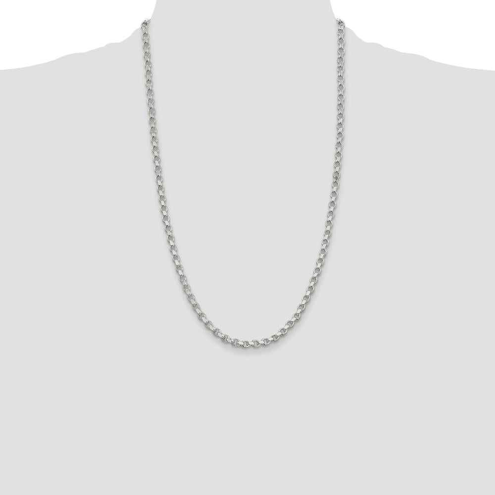 Sterling Silver 4mm Diamond-Cut Rolo Chain - 26 Inch Length by Lumare Gioia