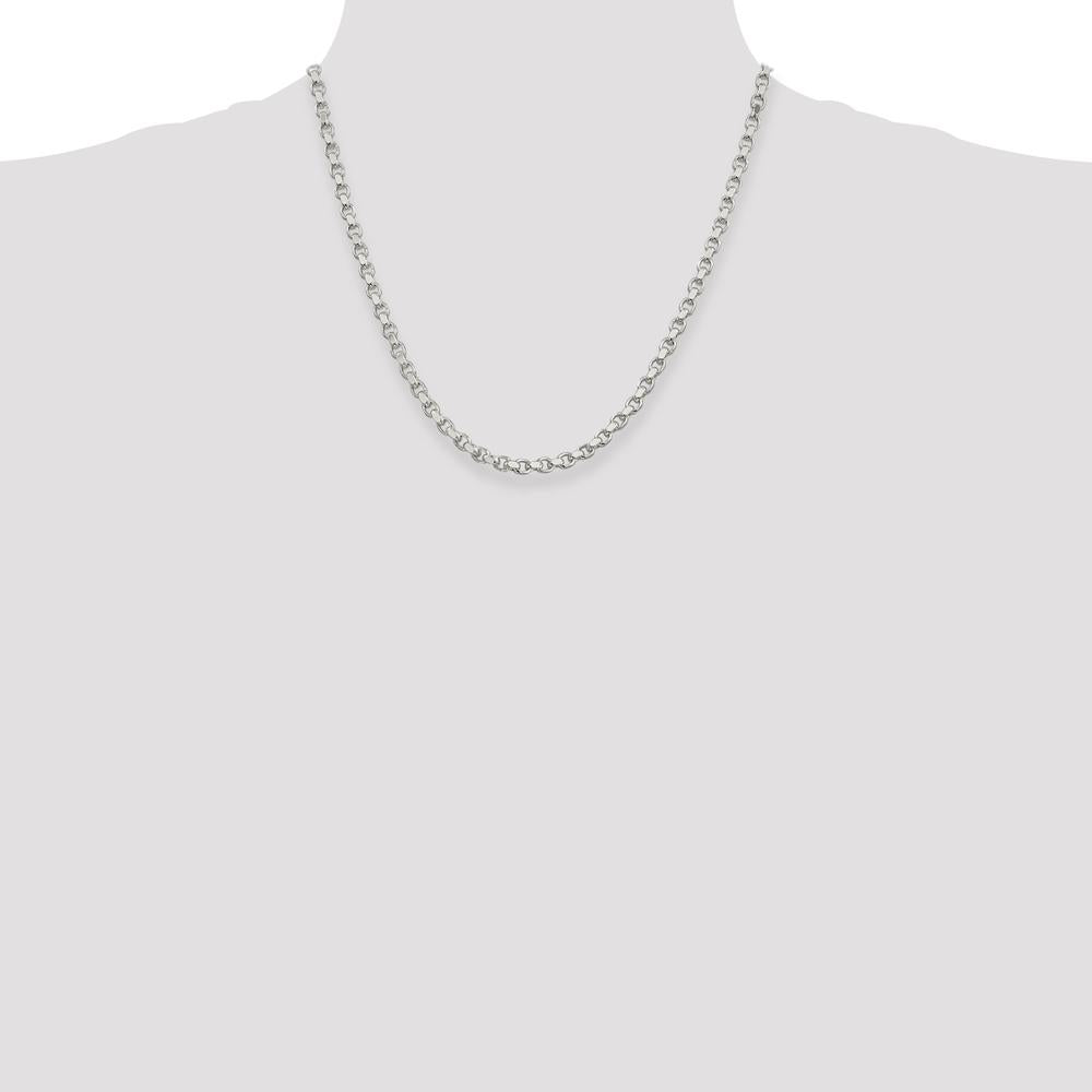 Sterling Silver 4mm Diamond-Cut Rolo Chain Necklace - 20 Inches by Lumare Gioia