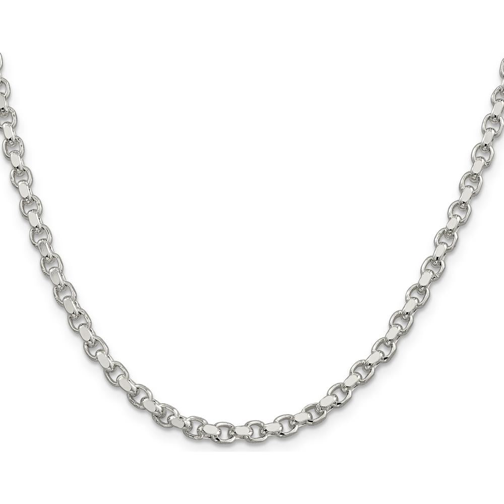 Sterling Silver 4mm Diamond-Cut Rolo Chain Necklace with Lobster Clasp - 24" Length by Lumare Gioia