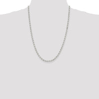 Sterling Silver 4mm Diamond-Cut Rolo Chain Necklace with Lobster Clasp - 24" Length by Lumare Gioia