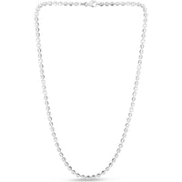 Sterling Silver 4mm Moon-Cut Bead Chain Necklace with Rhodium Finish - 20" by Orozza Fine Jewelry