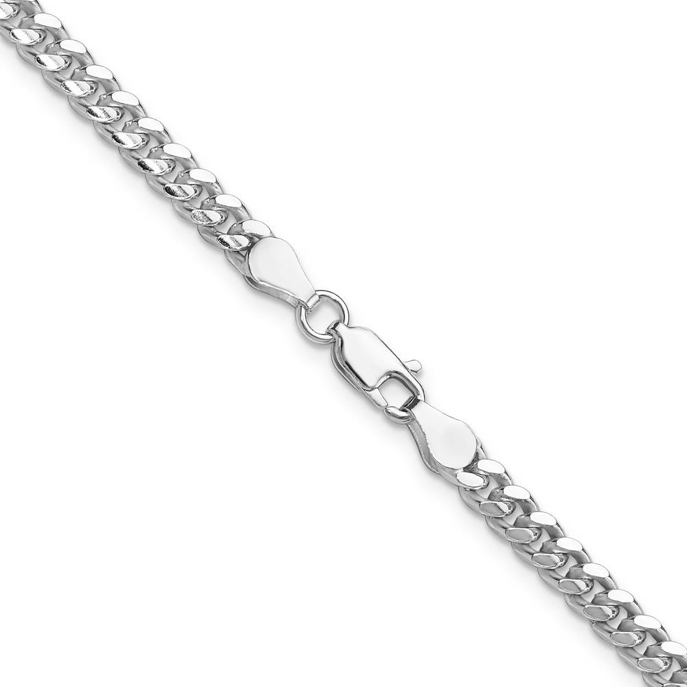 Sterling Silver 4mm Rhodium-Plated Diamond-Cut Curb Chain Necklace - 22 Inches by Lumare Gioia