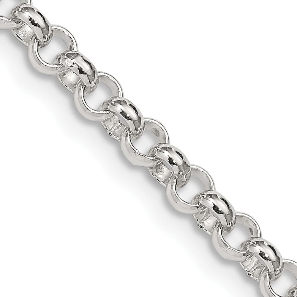 Sterling Silver 4mm Rolo Chain Necklace - 36 Inches, Polished Finish by Lumare Gioia
