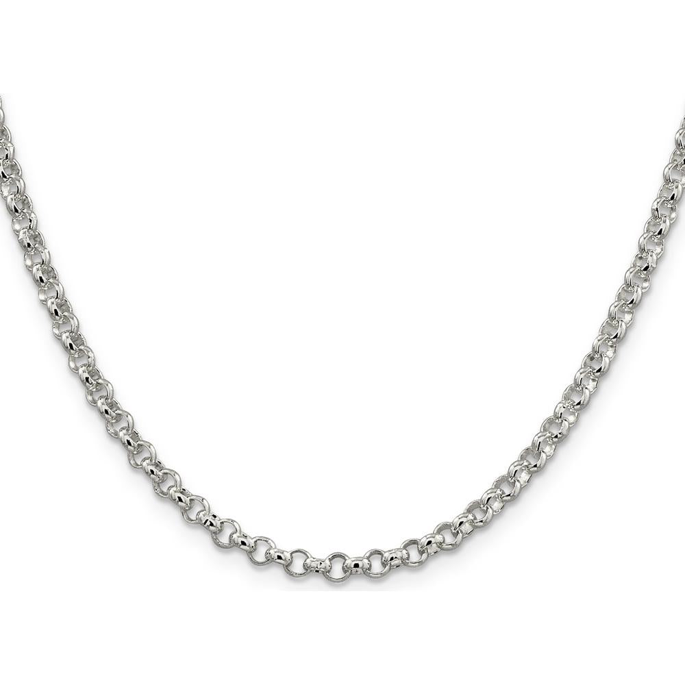 Sterling Silver 4mm Rolo Chain Necklace - 36 Inches, Polished Finish by Lumare Gioia