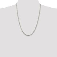 Sterling Silver 4mm Round Spiga Chain 24" with Polished Finish and Anti-Tarnish Coating by Lumare Gioia