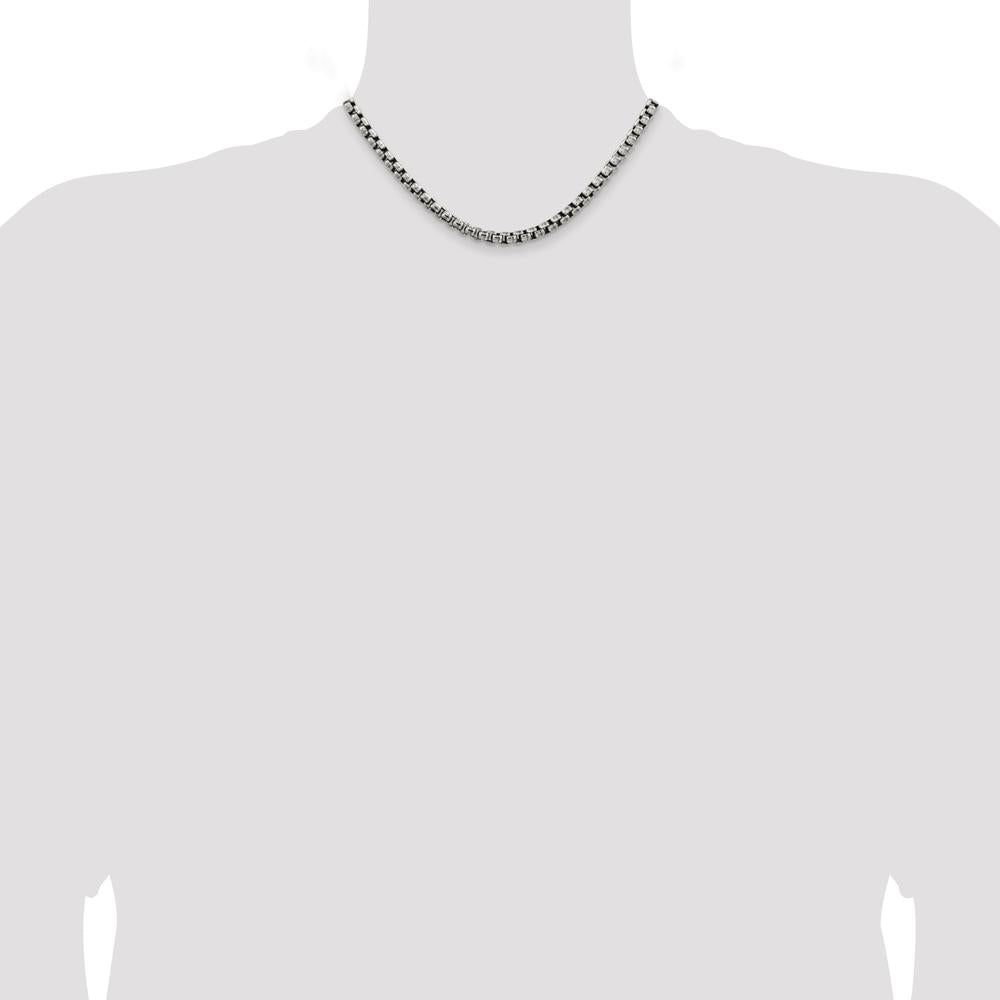 Sterling Silver 5.2mm Round Box Chain Necklace - 16" Length by Lumare Gioia