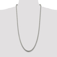 Sterling Silver 5.2mm Round Box Chain Necklace - 30 Inches with Lobster Clasp by Lumare Gioia