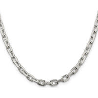 Sterling Silver 5.4mm Beveled Oval Cable Chain Necklace - 24 Inches by Lumare Gioia