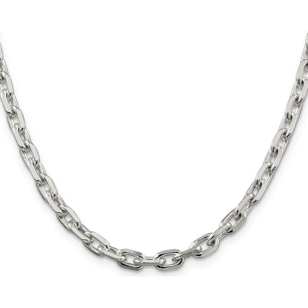 Sterling Silver 5.4mm Beveled Oval Cable Chain Necklace - 24 Inches by Lumare Gioia
