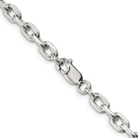 Sterling Silver 5.4mm Beveled Oval Cable Chain Necklace - 24 Inches by Lumare Gioia