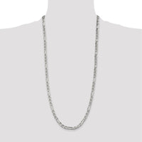 Sterling Silver 5.5mm Figaro Anchor Chain Necklace - 30 inches by Lumare Gioia