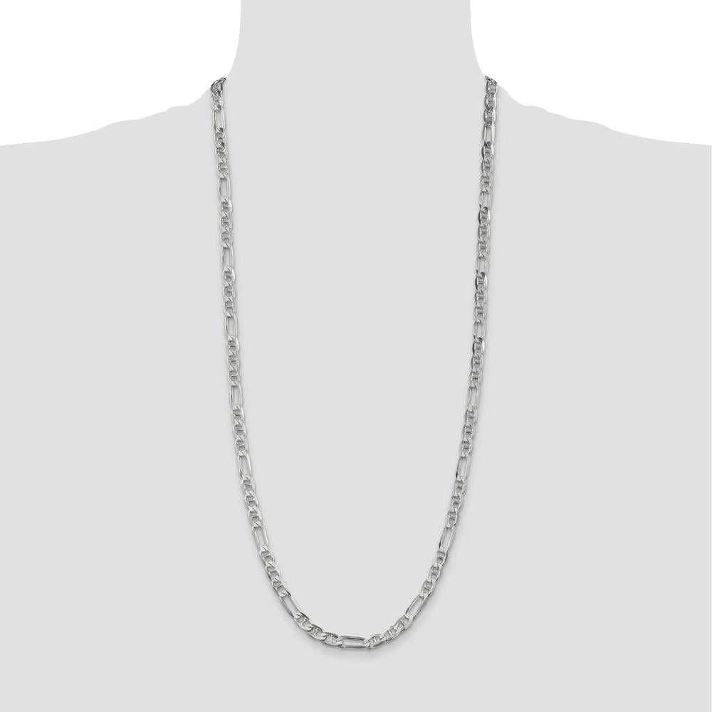 Sterling Silver 5.5mm Figaro Anchor Chain Necklace - 30 inches by Lumare Gioia