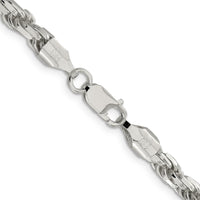 Sterling Silver 5.75mm Diamond-Cut Rope Chain Necklace - 26 Inches - Polished Finish by Lumare Gioia