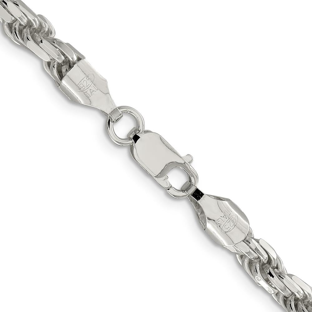 Sterling Silver 5.75mm Diamond-Cut Rope Chain Necklace - 26 Inches - Polished Finish by Lumare Gioia